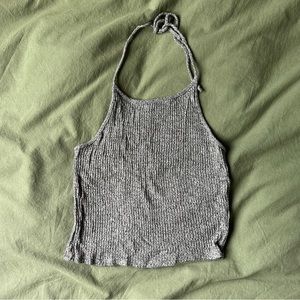 Ribbed Knit Mini Halter Tank